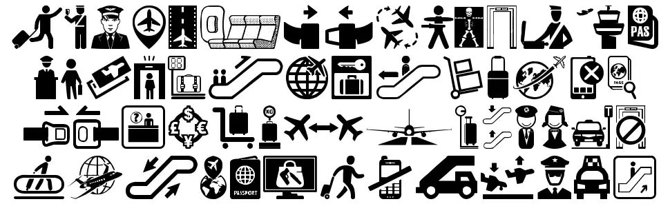 Airport Icons font by Woodcutter FontRiver Airport Icons font by Woodcutter FontRiver
