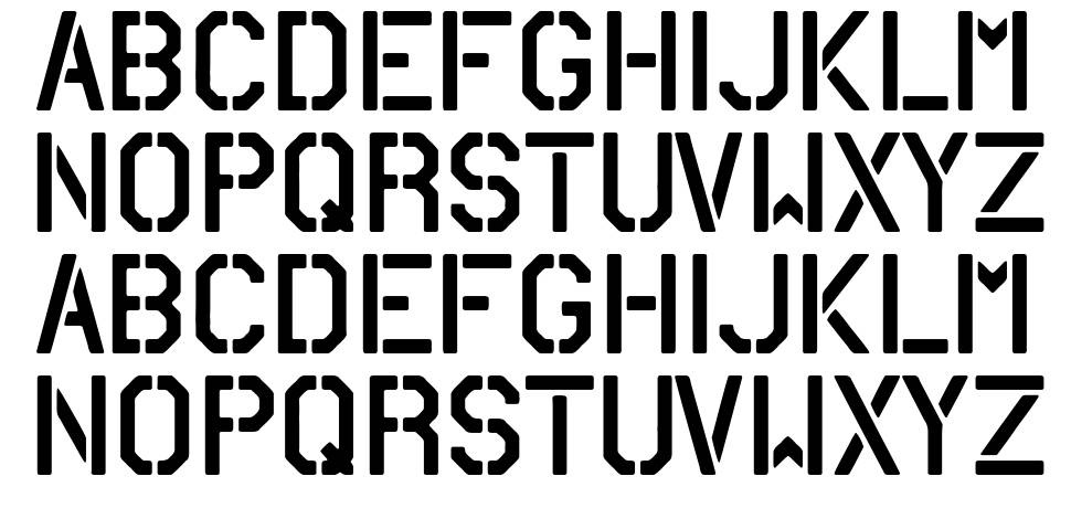 18 Army font specimens