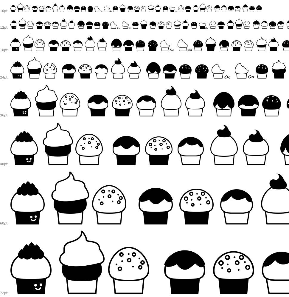 32 cupcakes フォント Waterfall