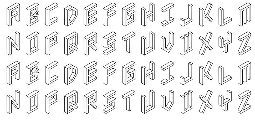 3D Isometric font