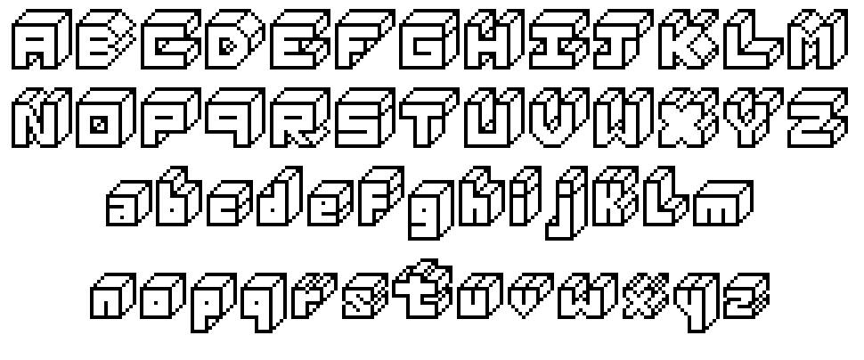 3D Thirteen Pixel Fonts fonte Espécimes