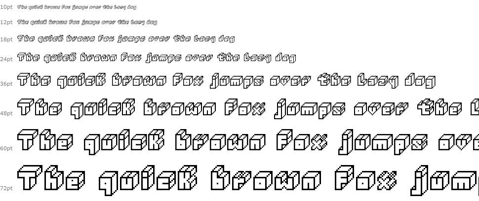 3D Thirteen Pixel Fonts フォント Waterfall