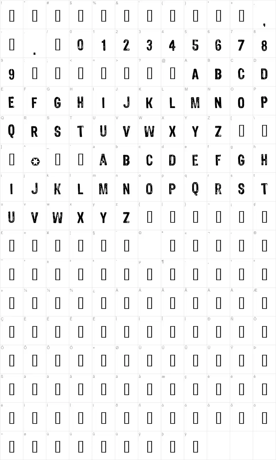 4990810font character map