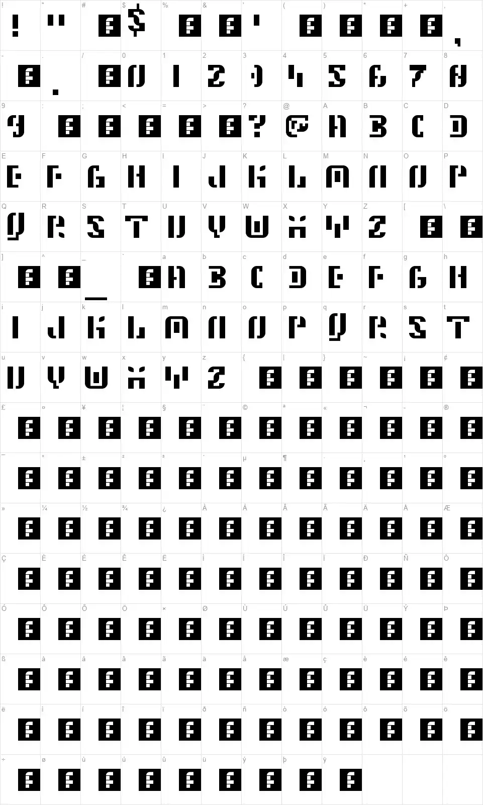 5 Space Stationfont character map