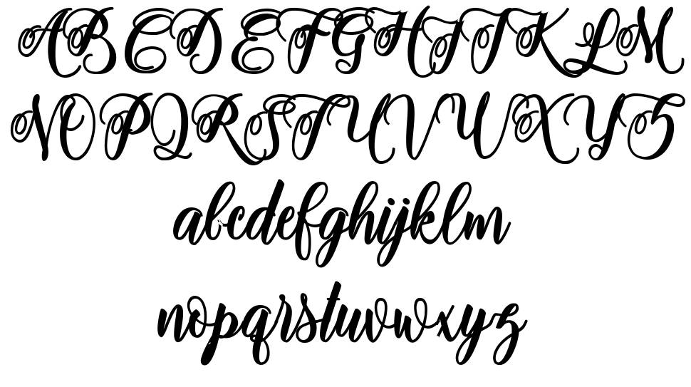 Adinda Script font specimens