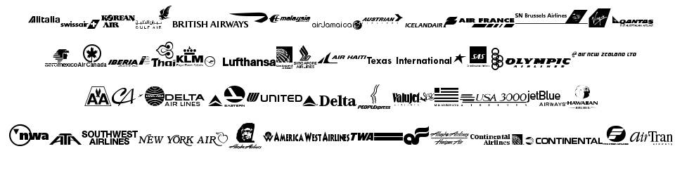 Airline Logos Past and Present fonte Espécimes