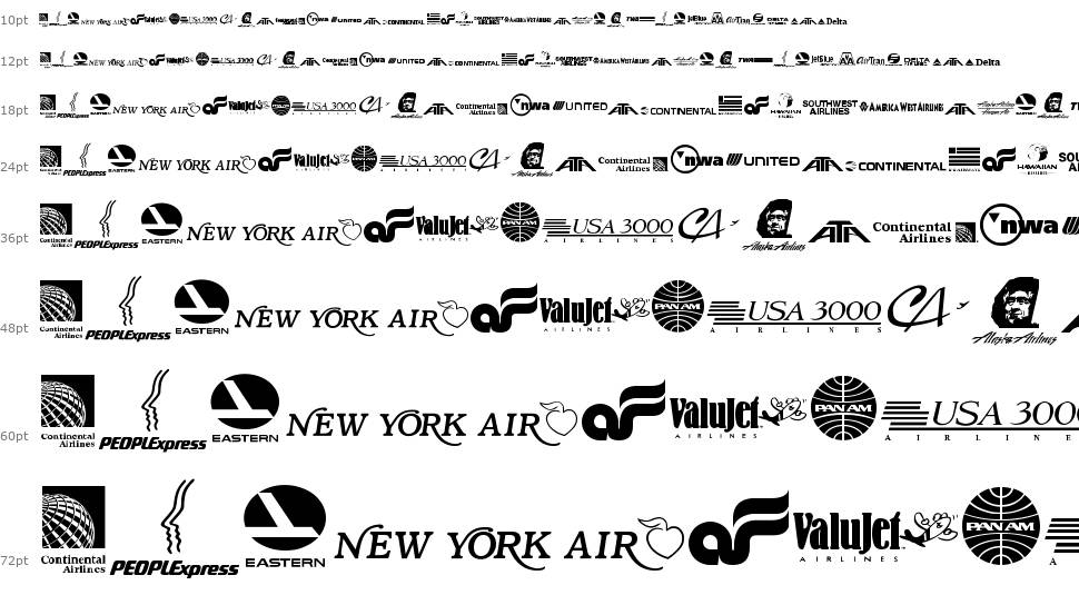 Airline Logos Past and Present czcionka Wodospad