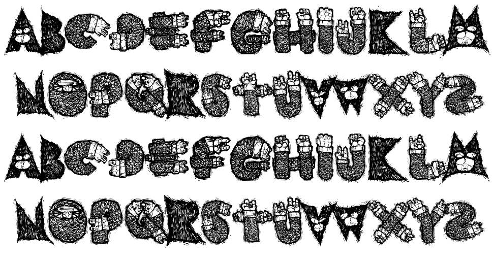 AIx Darbotzcumi font Örnekler