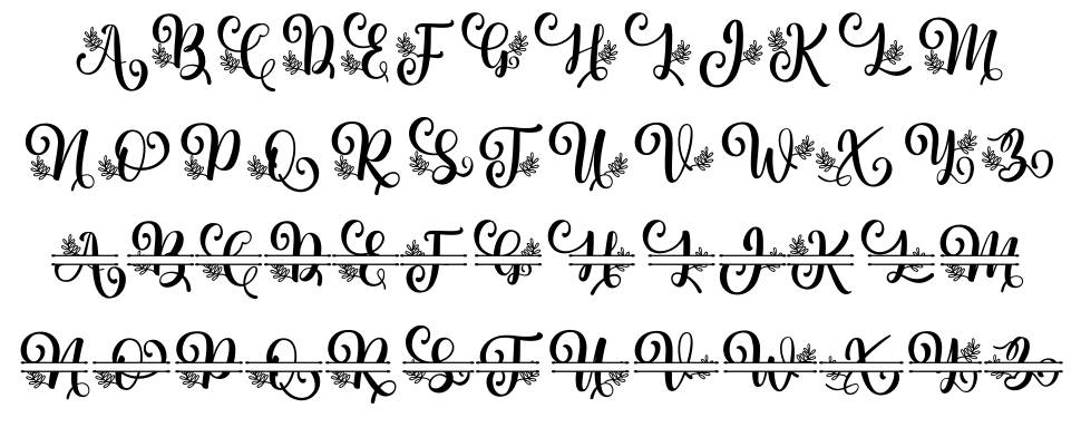 Albanian Olive Monogram font specimens