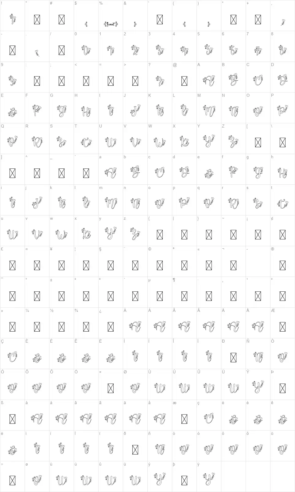 Alissa Monogramfont character map