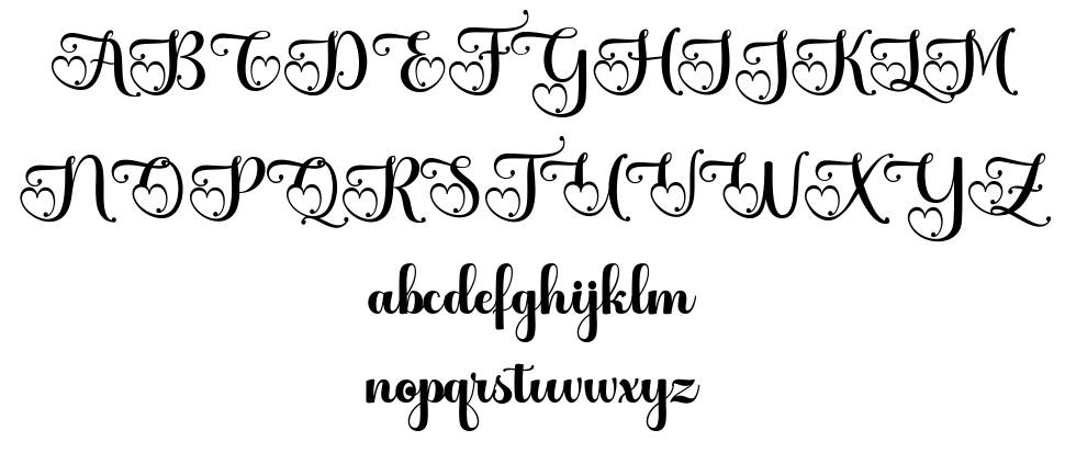 Alista Script font specimens