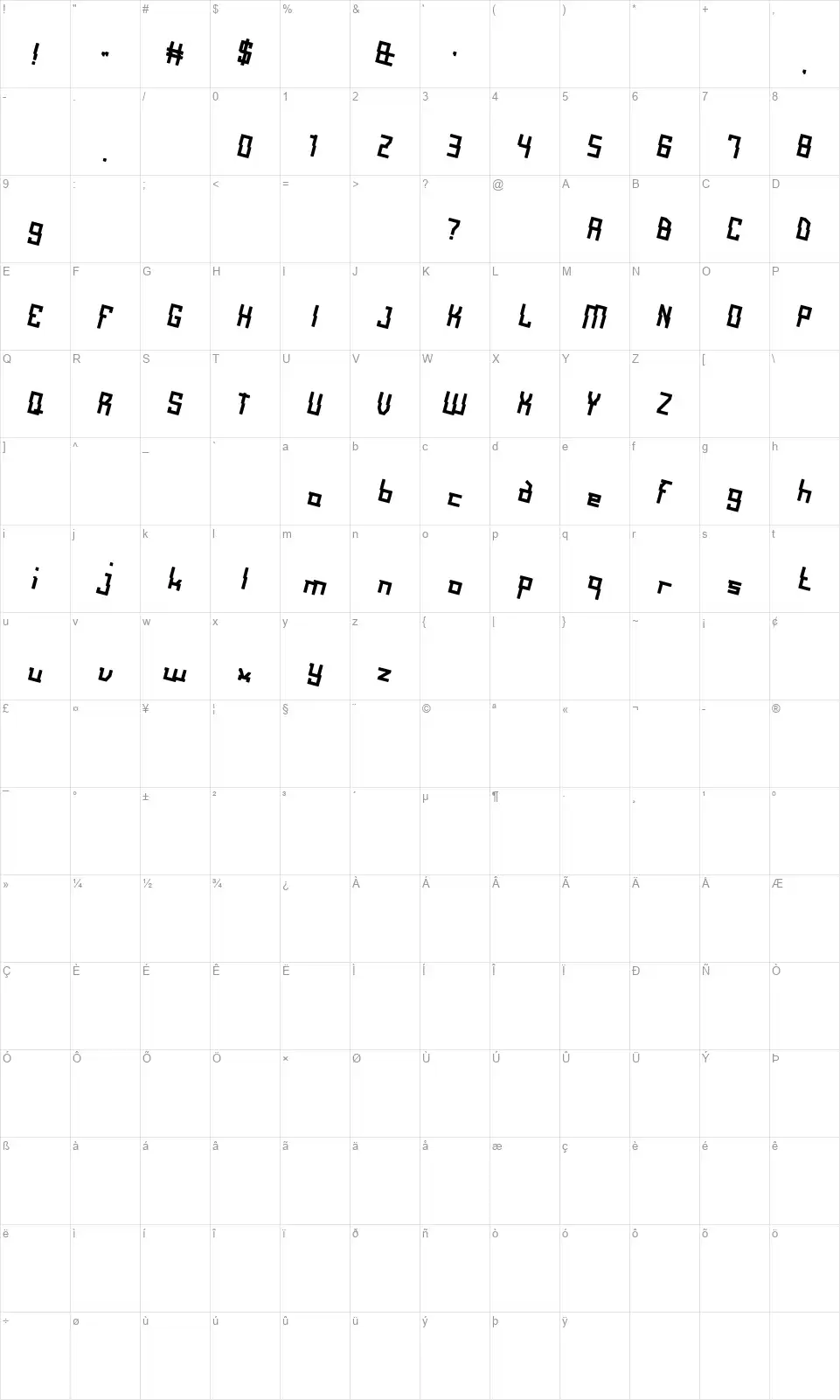 Alot of lovefont character map