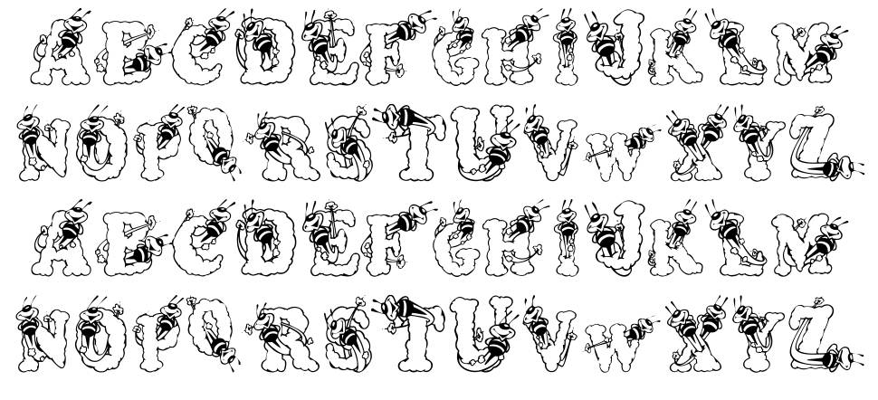 Alpha Bizzy Bee font specimens