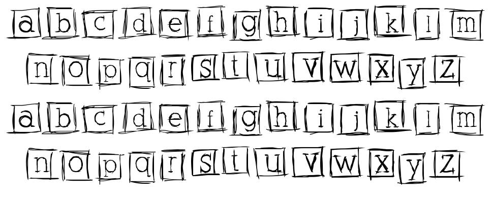 Alphabits Squared písmo Exempláře