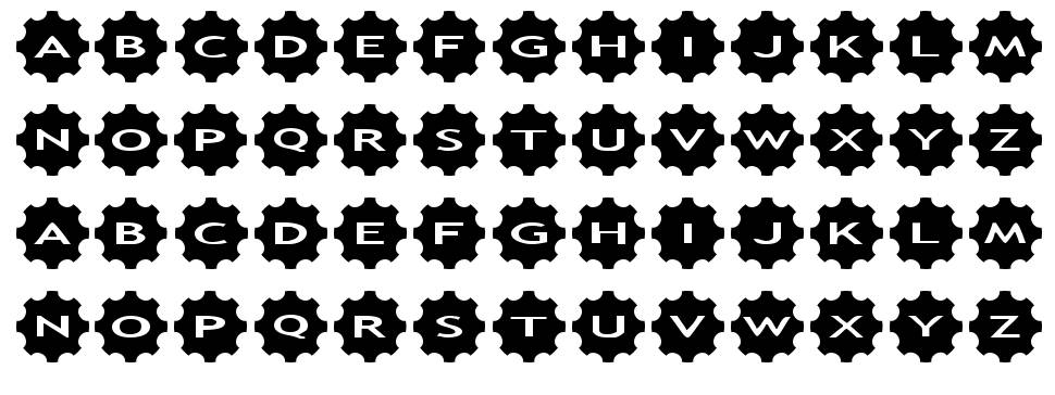 AlphaShapes Gears 3 font specimens