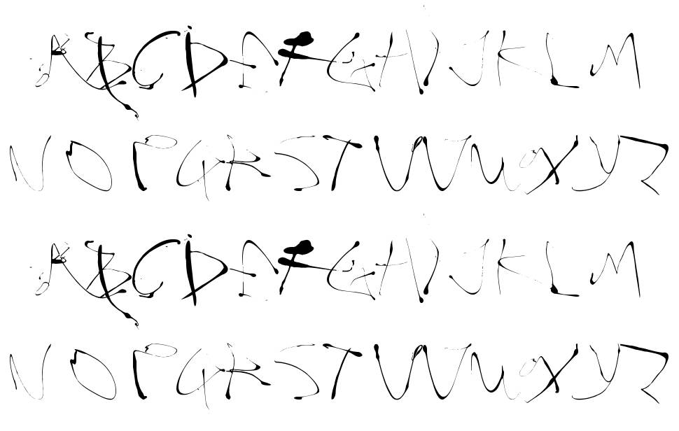Alphasplat písmo Exempláře