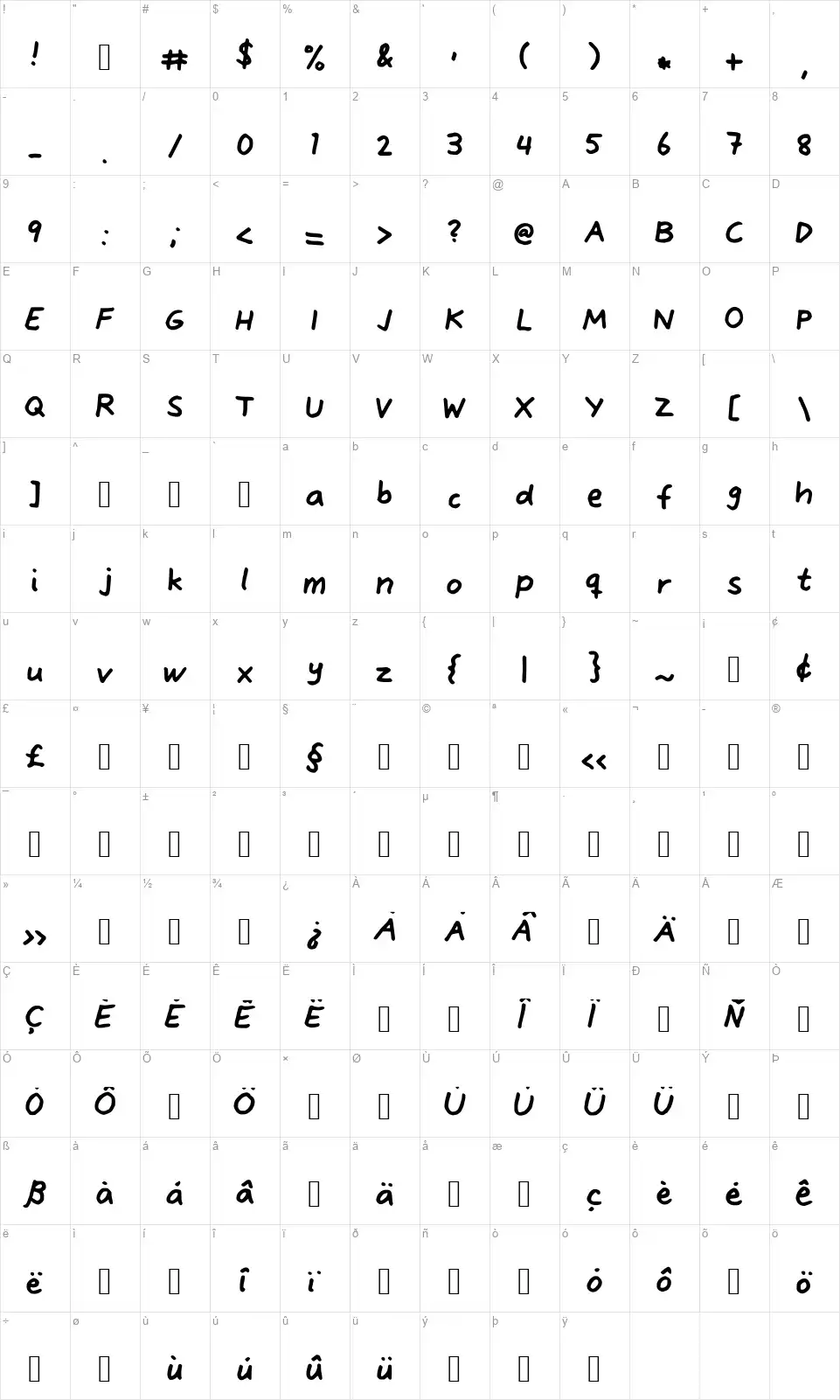 Alve Fontfont character map