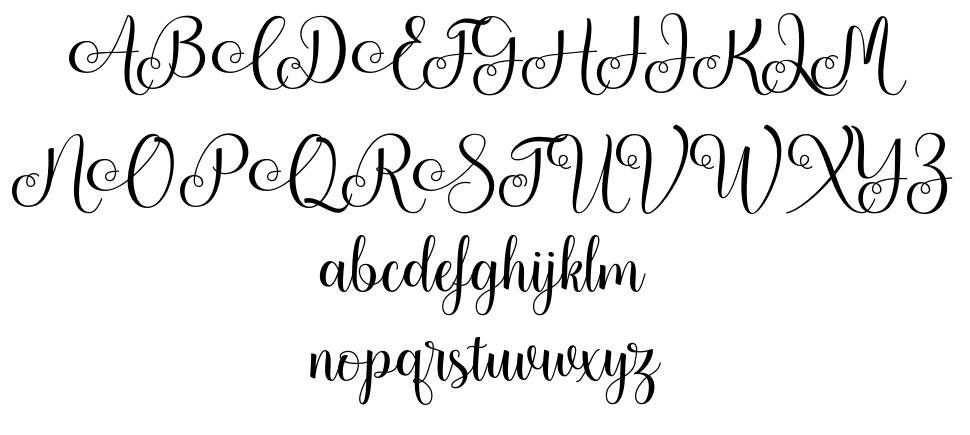 Amerthin Script font specimens