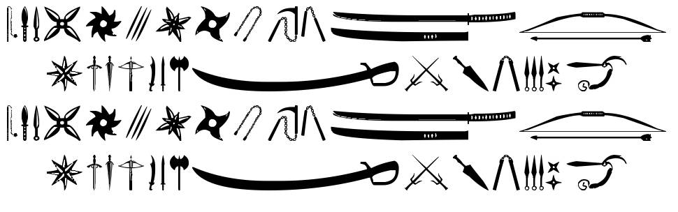Ancient Weapons písmo Exempláře