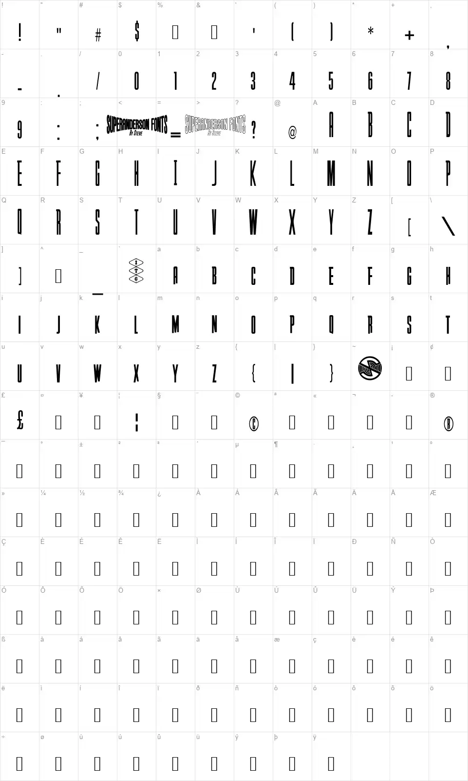 Anderson Captain Scarletfont character map
