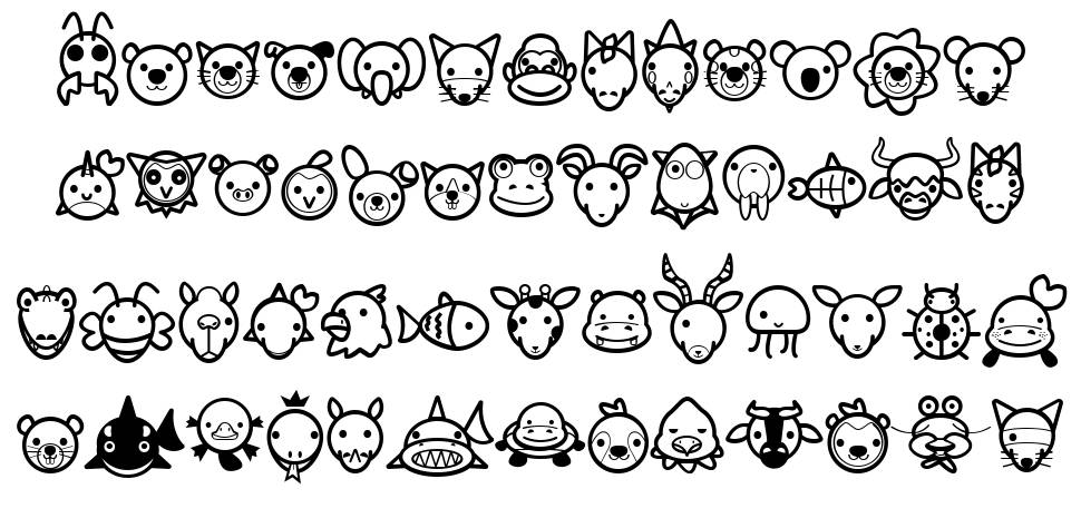 Animal Cute Icon font Specimens