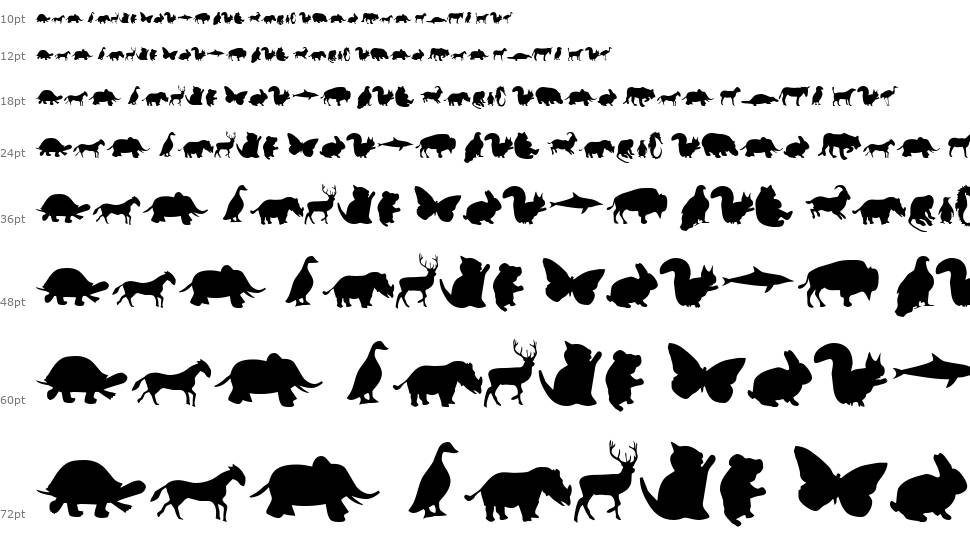 Animals písmo Vodopád