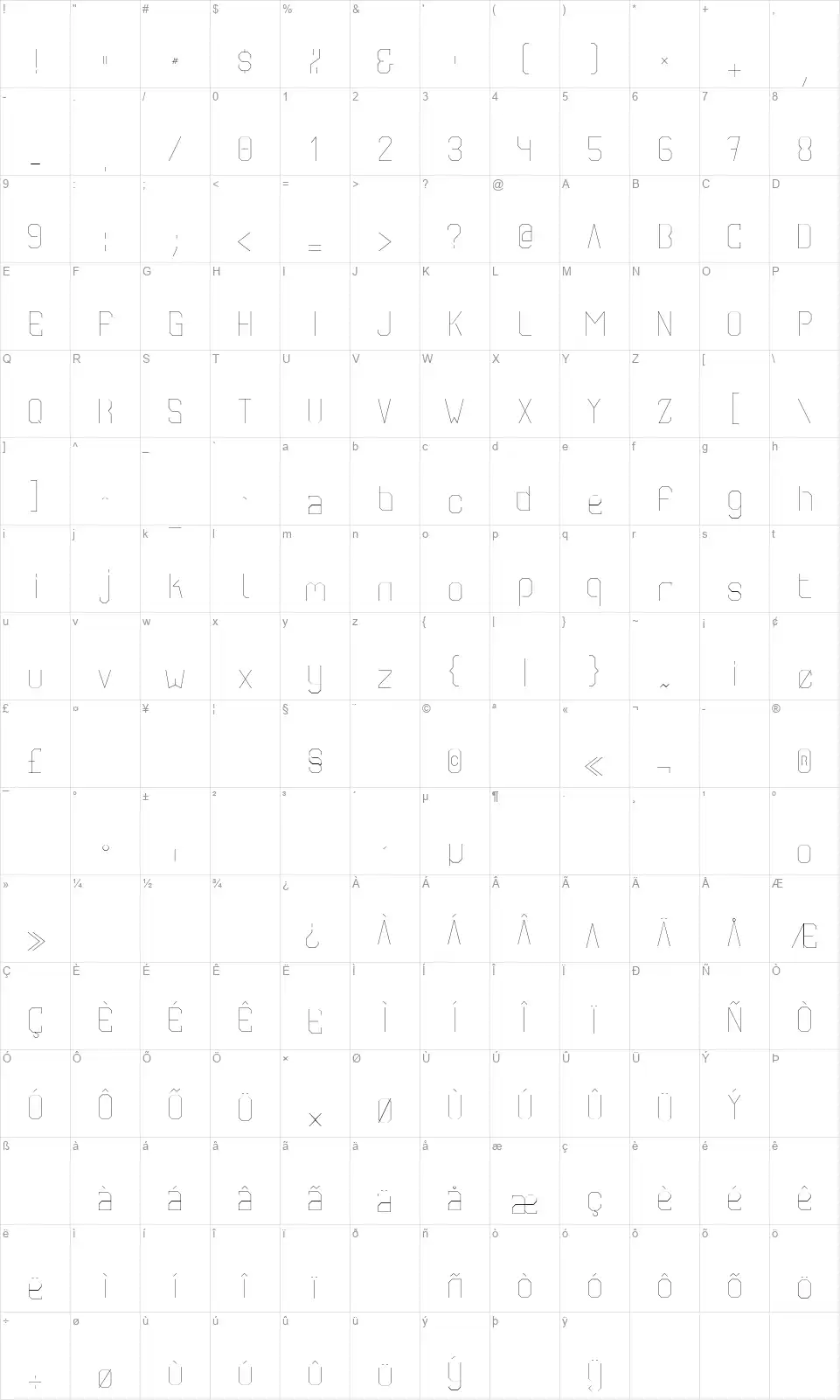 Anxiolyticfont character map