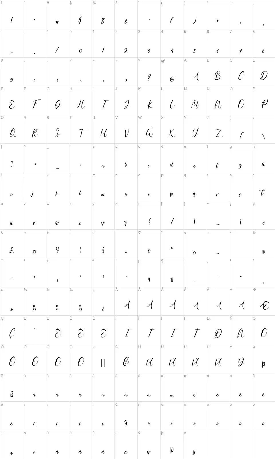 Anythingsfont character map