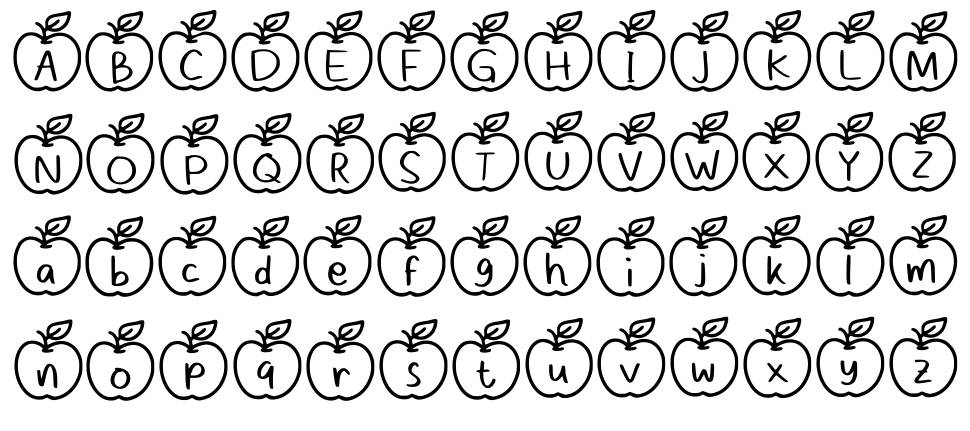 Apple Fruit font Örnekler