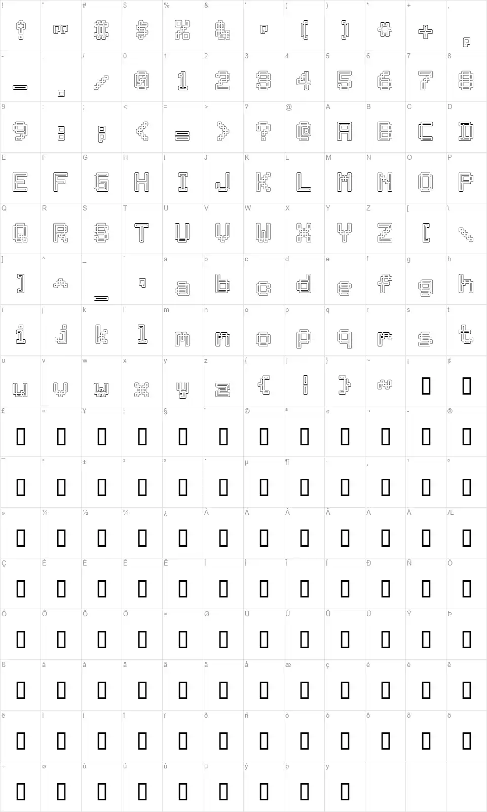 Archwayfont character map