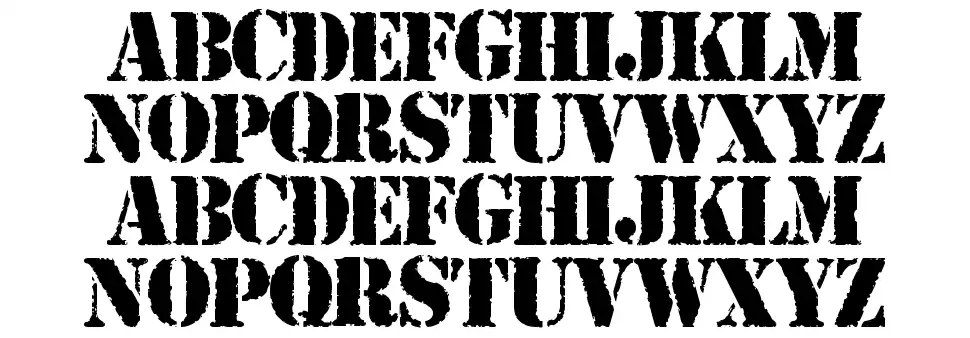 Army Rustfont specimens