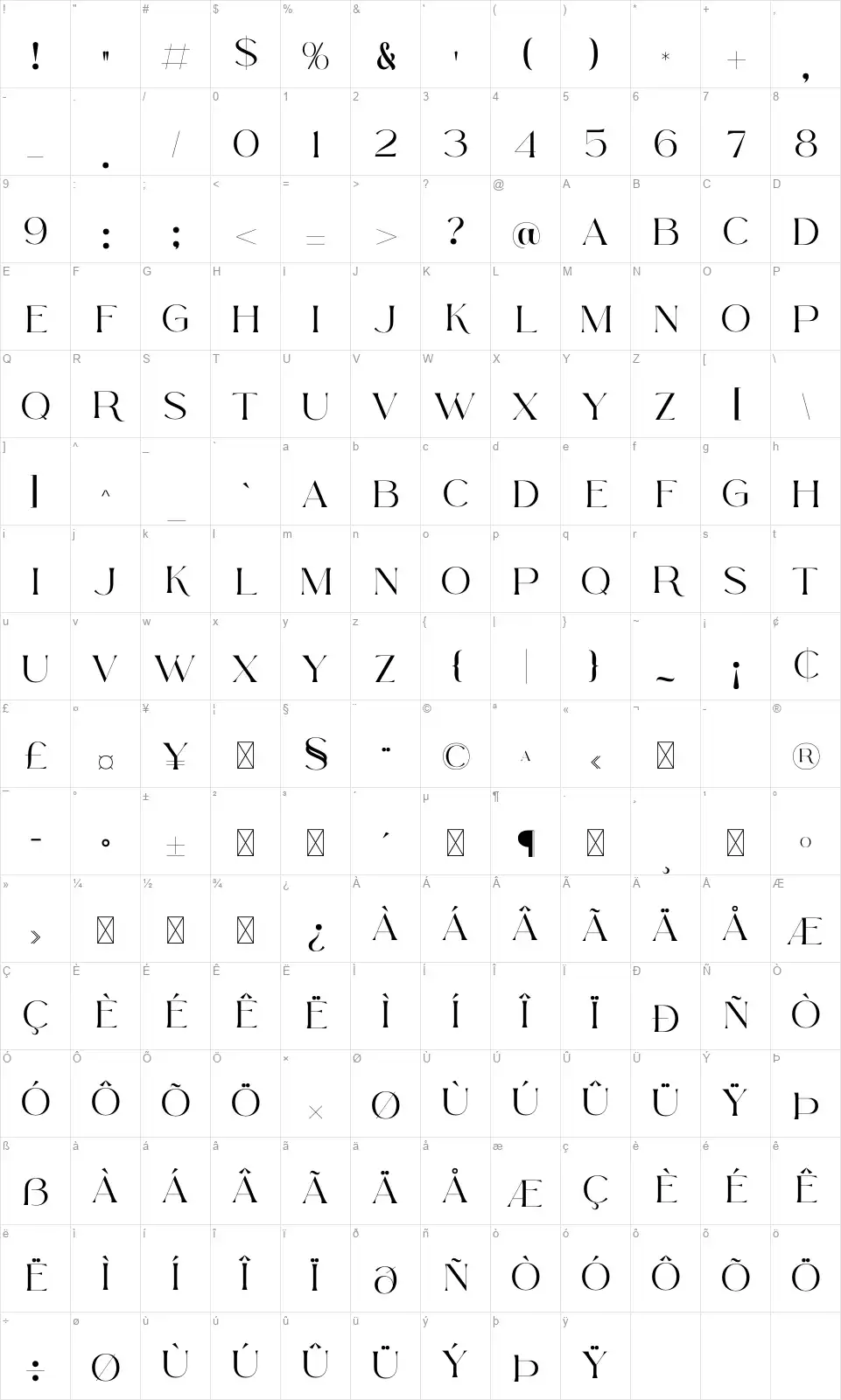 Arolse Belmonteria Seriffont character map