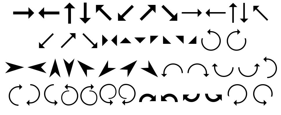 Arrows font specimens