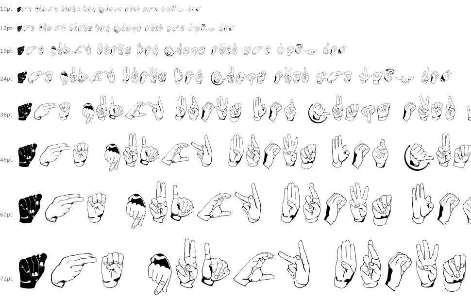 ASL Hands By Frank czcionka Wodospad
