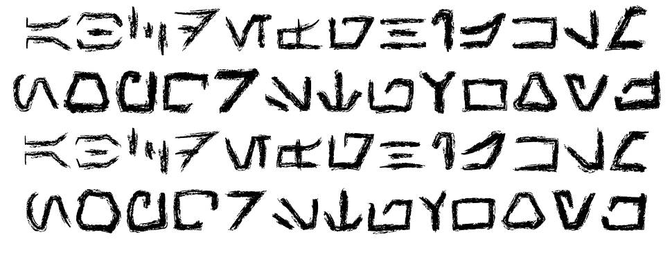 Aurebesh Hand 字形 标本