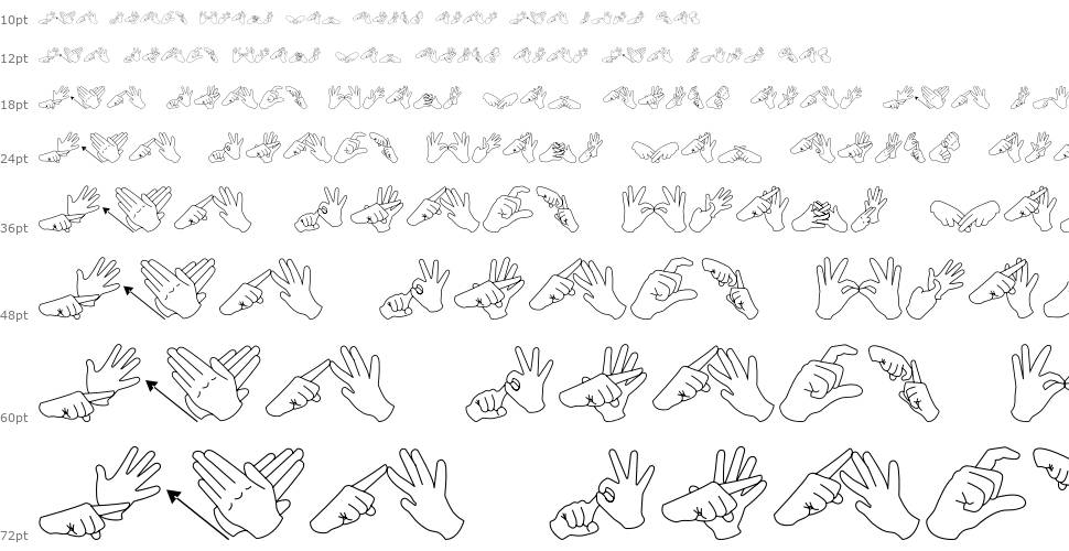 Auslan Finger Spelling czcionka Wodospad