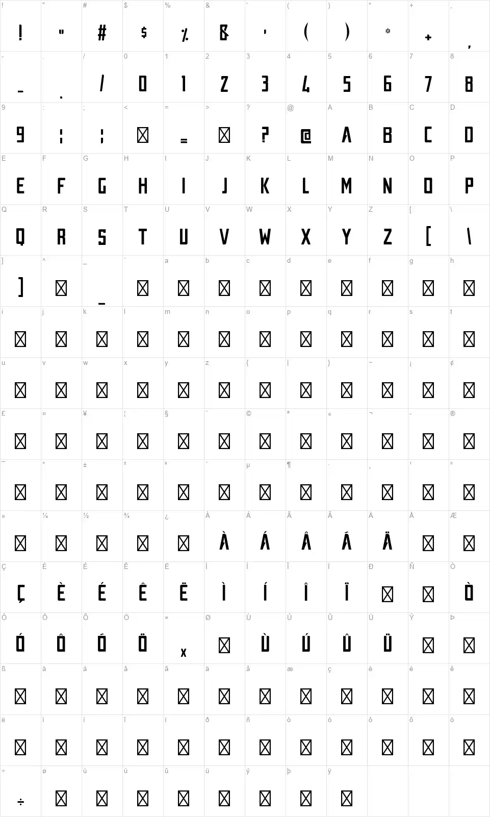 Australia Titlefont character map