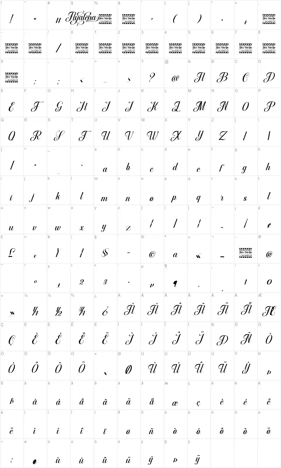 Ayalenafont character map