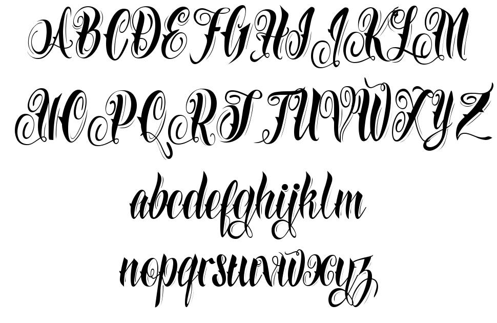 Azkanio Script font specimens