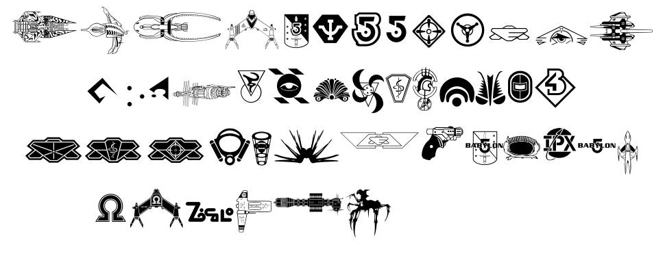 B5 Symbols fonte Espécimes