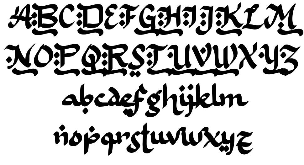 B Bulan Rajab font Örnekler
