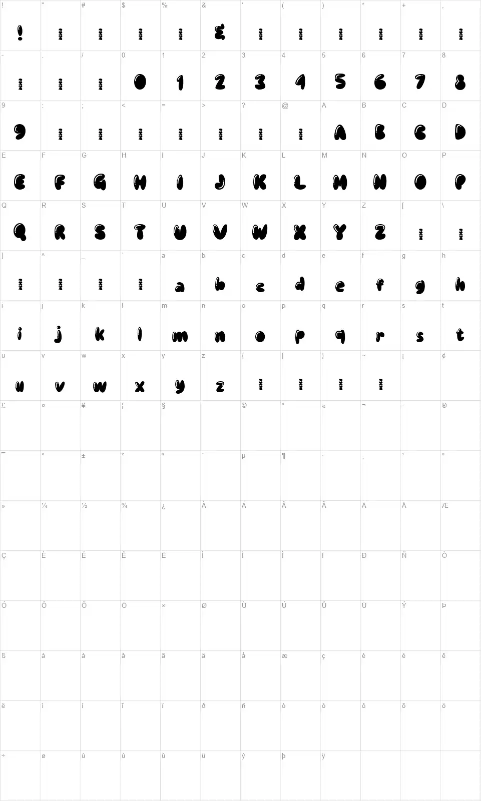 Babel Gameefont character map