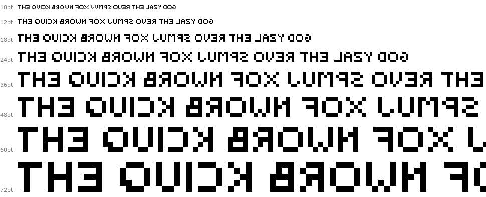 Backwards Pixelized font Waterfall