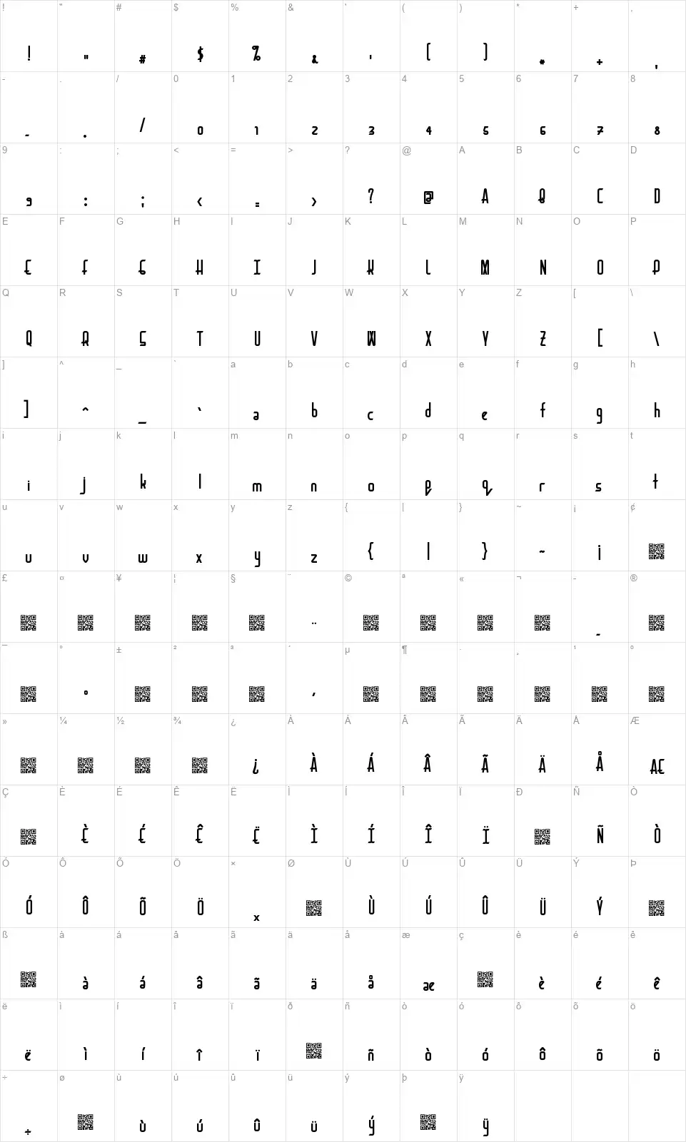 Bacon Requestfont character map