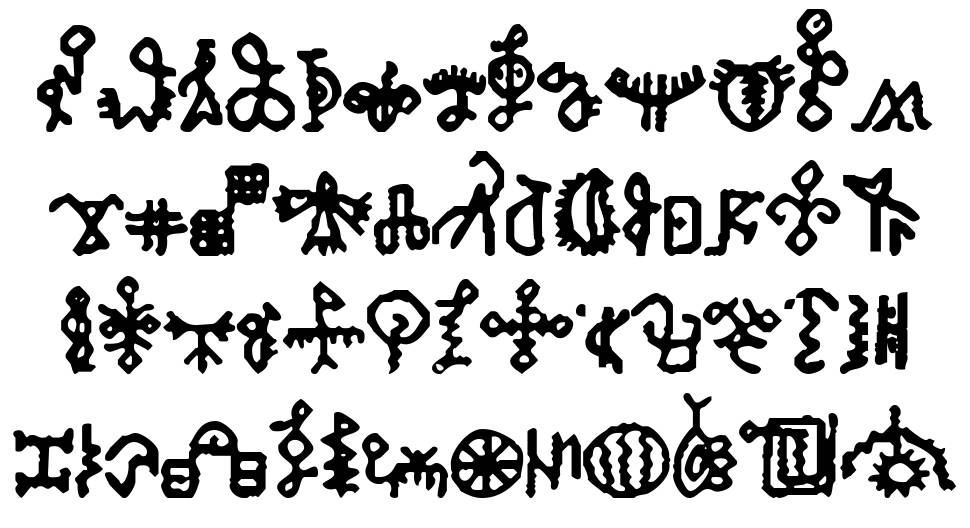 Bamum Symbols 1 písmo Exempláře