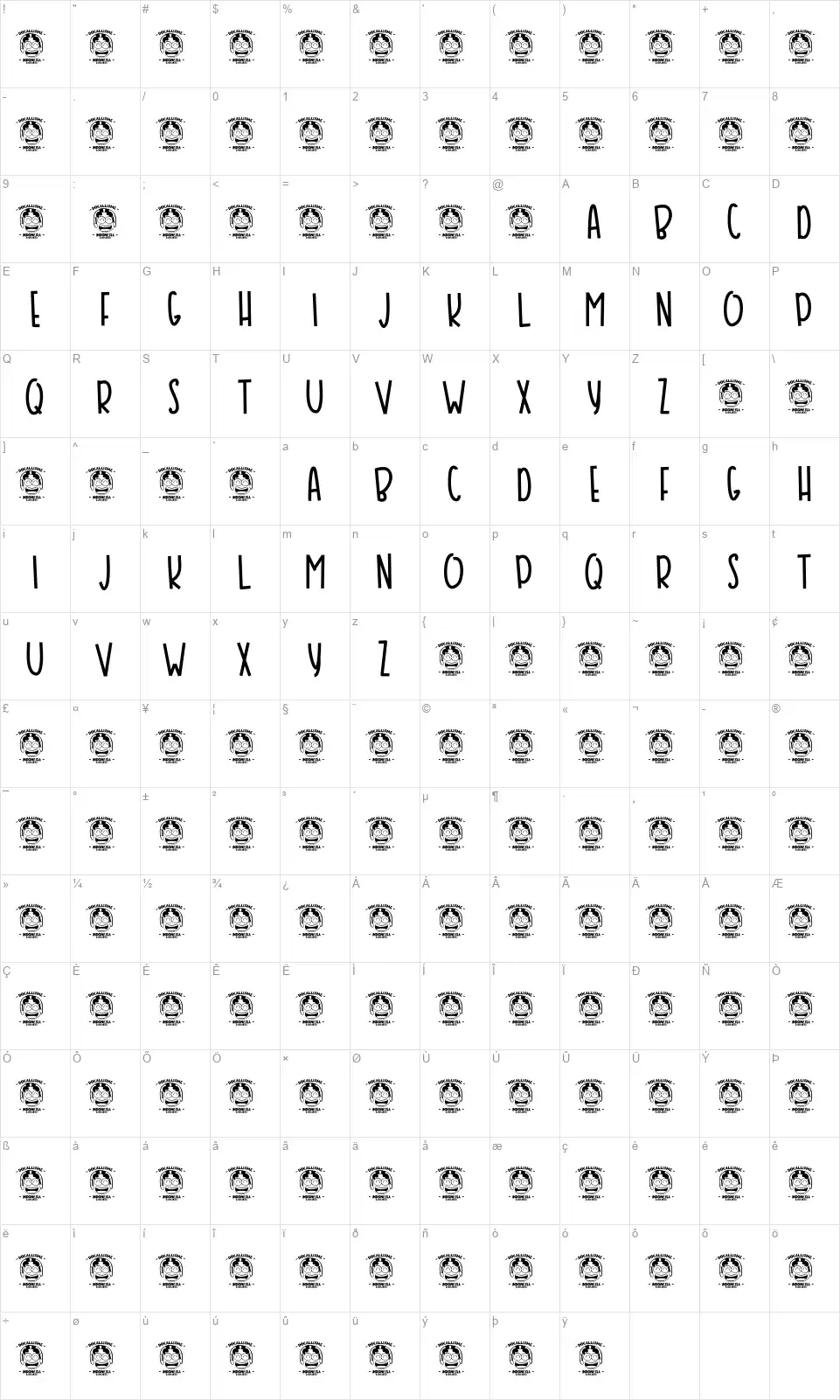 Banskyfont character map