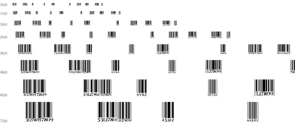 Barcode písmo Vodopád