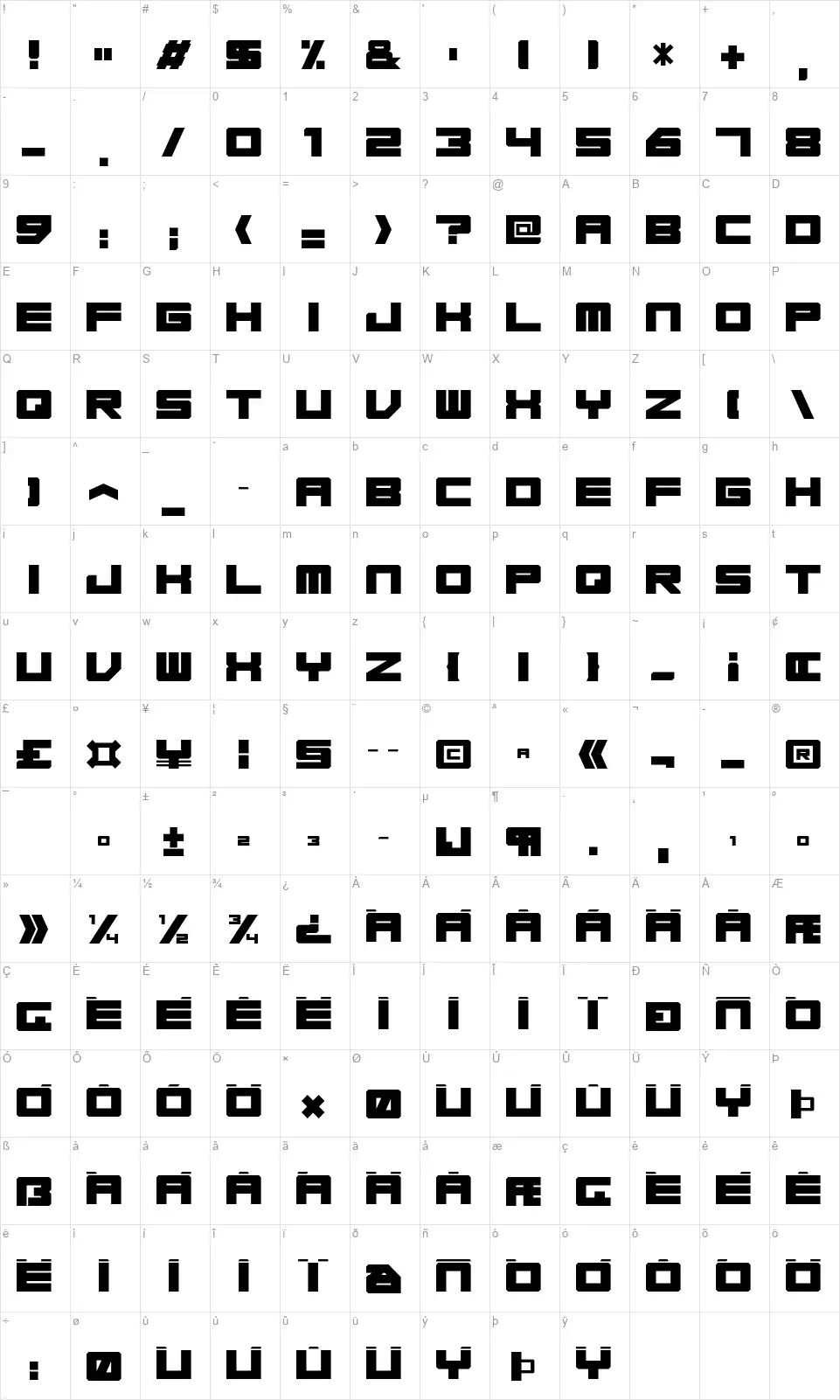 Base 45font character map