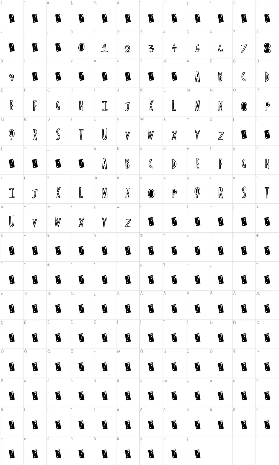 Basic Headerfont character map