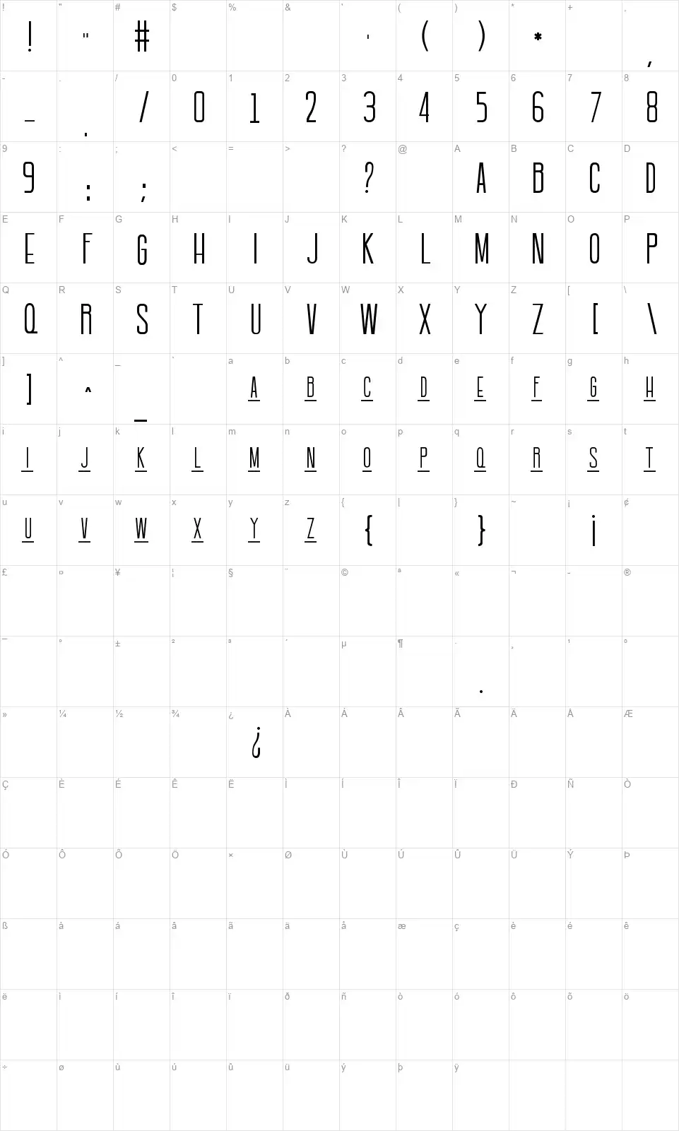 Bataviafont character map